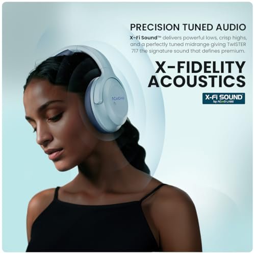 ACwO Twister 717 | Hybrid ANC up to 38dB | X- Fidelity Acoustics | Bass BooMX™ 40mm Drivers | Dual EQ Modes: Gaming & Cinematic | Up to 55 Hours Music Playtime (ANC Off) - Steel Blue - Image 9