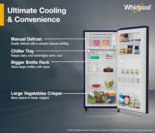Whirlpool 184 L 2 Star Direct-Cool Single Door Refrigerator (205 WDE CLS 2S SAPPHIRE BLUE-Z, Blue,2023 Model) - Image 9