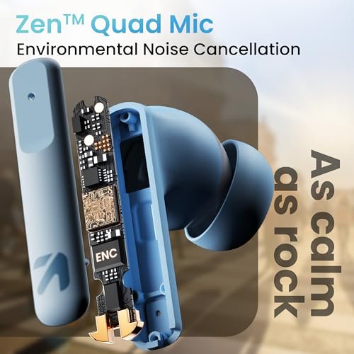 Boult GOBOULT (Formerly Z60 Made in India Ear Buds Wireless with 60H Playtime, 4 ENC Mics Clear Calling, 50ms Low Latency Gaming, 13mm Bass Driver Earbuds Bluetooth Wireless Earphones (Powder Blue) - Image 6