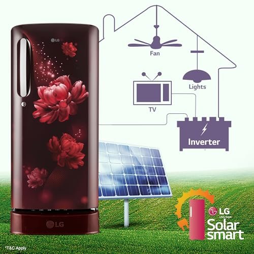 LG 185 L, 5 Star, Smart Inverter, Direct-Cool Single Door Refrigerator (GL-D201ASCU.BSCZEBN, Scarlet Charm, Base stand with drawer & Fast Ice Making) - Image 2