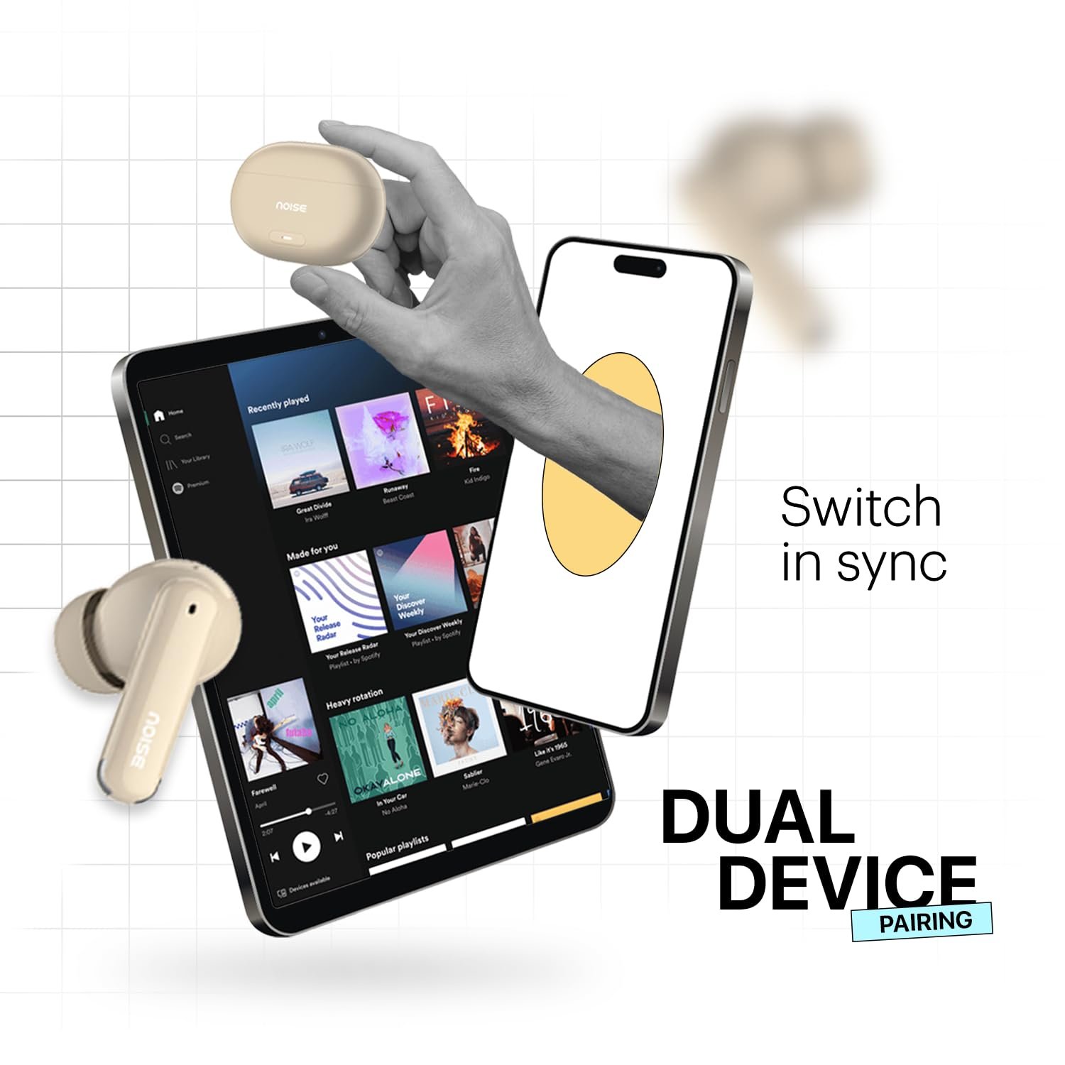 Noise Newly Launched Buds Nuvo in-Ear Truly Wireless Earbuds with 40H of Playtime, Quad mic ENC, Dual Device Pairing, 12mm Driver, BT v5.3 (Mocha Brown) - Image 5