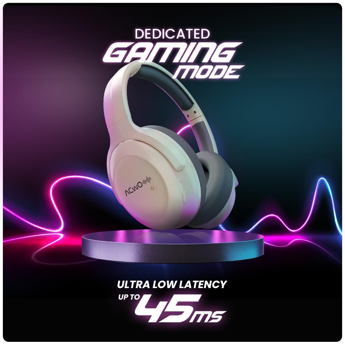 ACwO Twister 717 | Hybrid ANC up to 38dB | X- Fidelity Acoustics | Bass BooMX™ 40mm Drivers | Dual EQ Modes: Gaming & Cinematic | Up to 55 Hours Music Playtime (ANC Off) - Cool Grey - Image 5