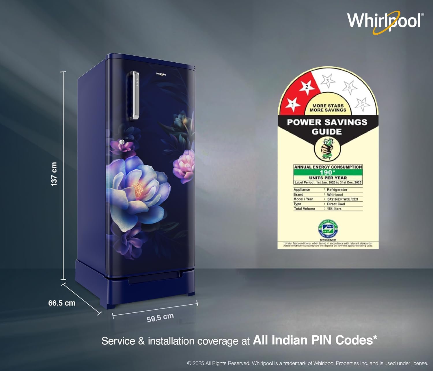 Whirlpool 184 L 2 Star Direct-Cool Single Door Refrigerator (205 WDE CLS 2S SAPPHIRE BLUE-Z, Blue,2023 Model) - Image 3