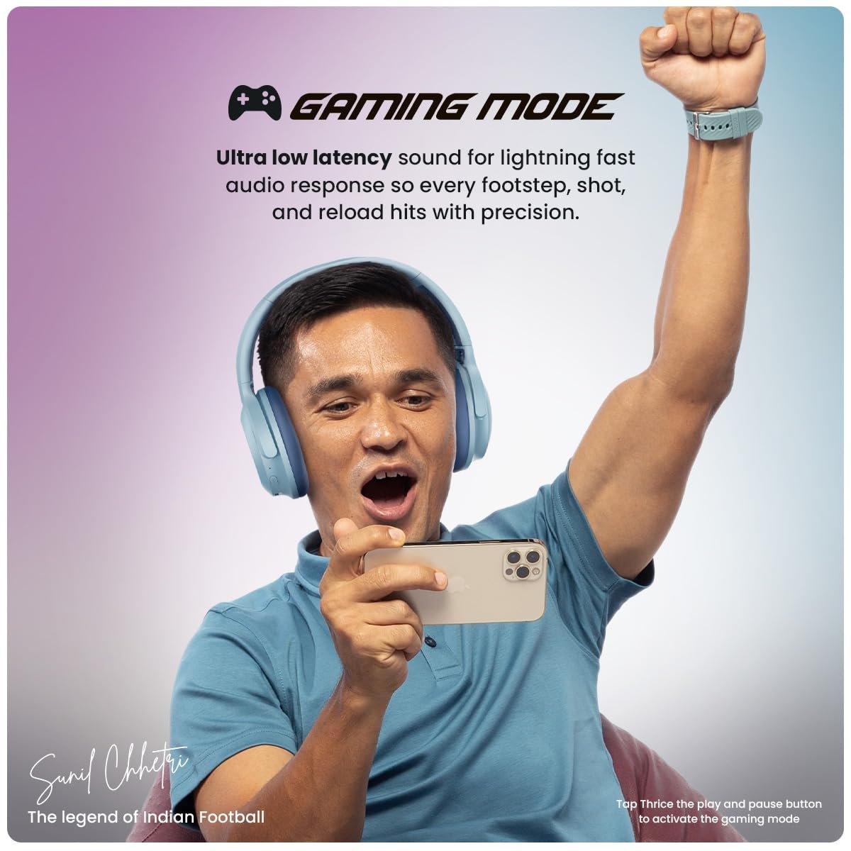 ACwO Twister 717 | Hybrid ANC up to 38dB | X- Fidelity Acoustics | Bass BooMX™ 40mm Drivers | Dual EQ Modes: Gaming & Cinematic | Up to 55 Hours Music Playtime (ANC Off) - Steel Blue - Image 5