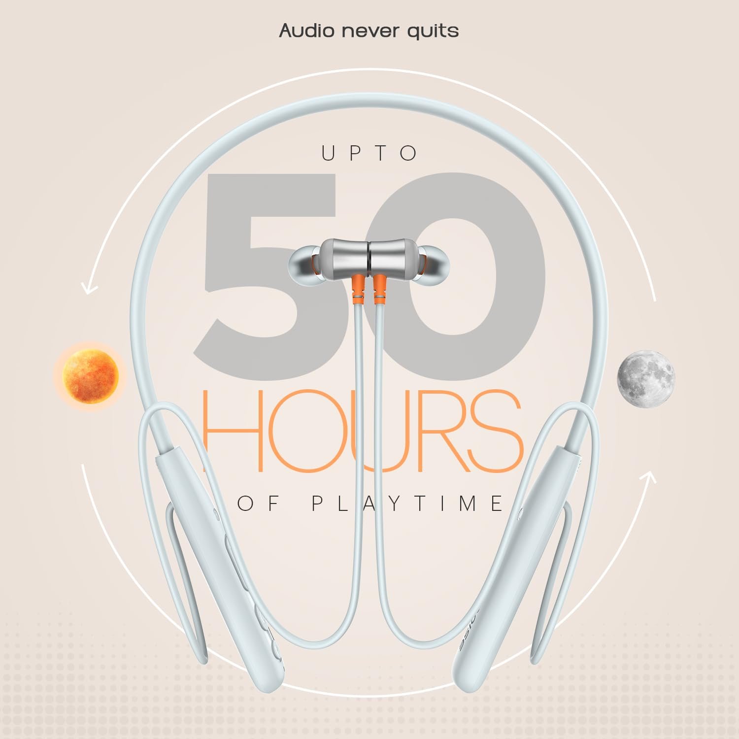 Noise Airwave Bluetooth in Ear Neckband with 50H of Playtime, 3 EQ Modes, ENC for Calling, Low Latency(Upto 50ms), 10mm Driver, BT v5.3(Ice Blue) - Image 8