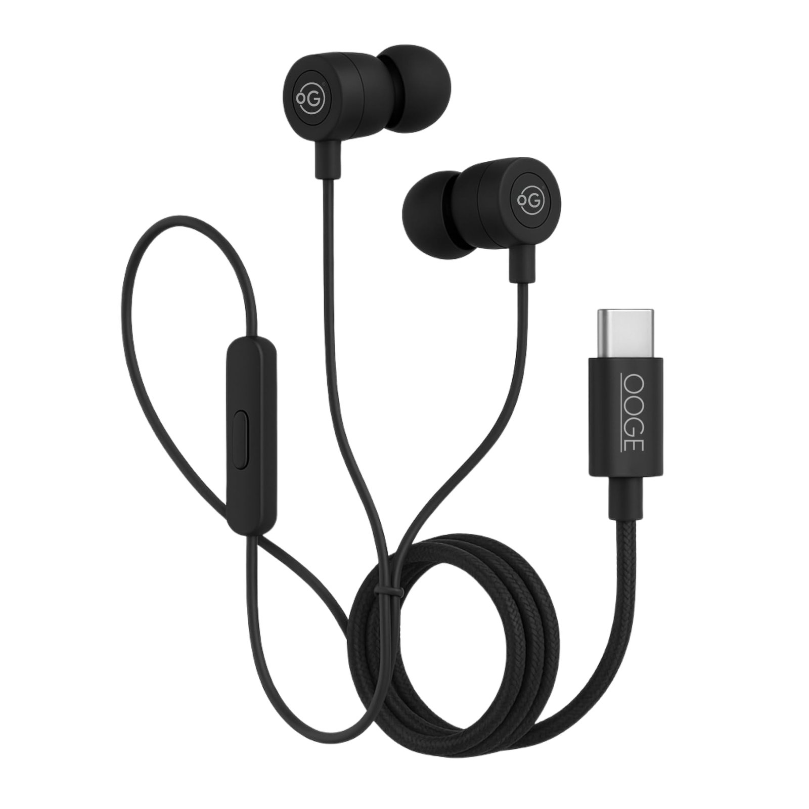 OOGE Beat 14 Type C in-Ear Earphones with Sound Pulse & Heavy Bass, Durable Wire, All-in-One IC, Universal Compatibility (Black)
