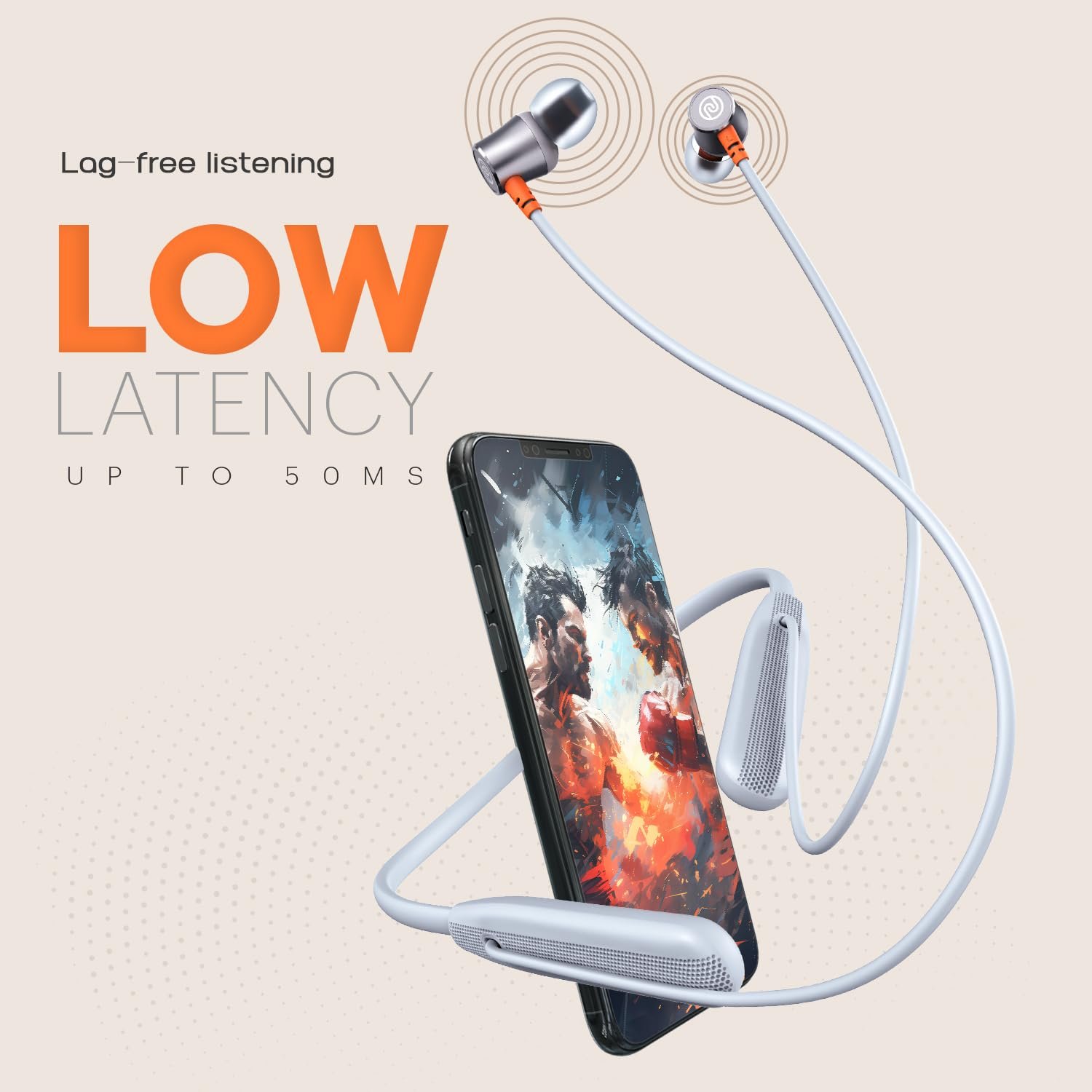 Noise Airwave Bluetooth in Ear Neckband with 50H of Playtime, 3 EQ Modes, ENC for Calling, Low Latency(Upto 50ms), 10mm Driver, BT v5.3(Ice Blue) - Image 4