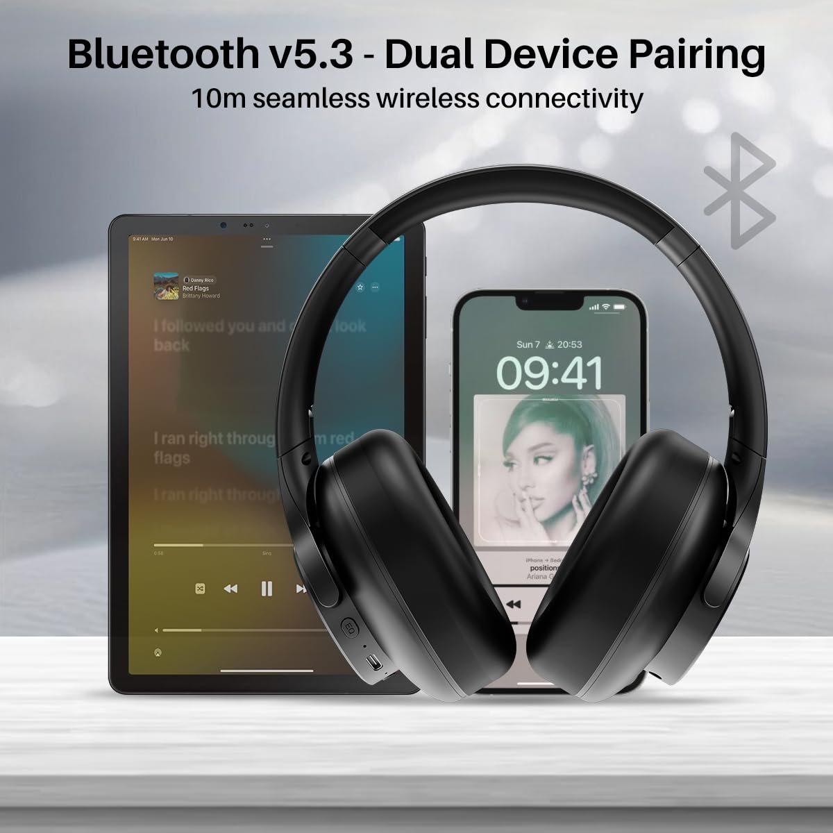 pTron Studio Urban 35dB Active Noise Cancellation Bluetooth Wireless Over Ear Headphones with Mic, 72Hrs Playtime, 40mm Bass Drivers, TruTalk AI-ENC Calls,40ms Low Latency Gaming, Foldable Cups(Black) - Image 4