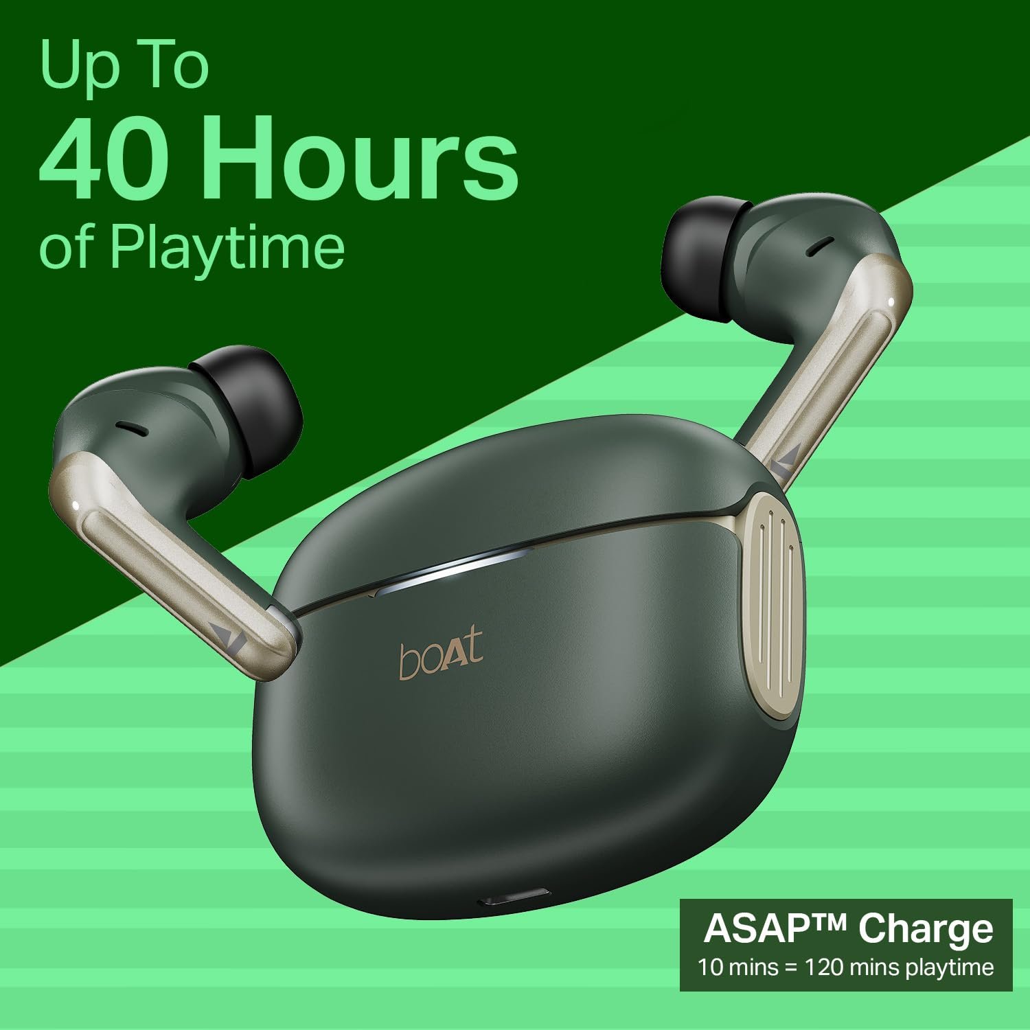 boAt 2025 Launch Airdopes 219, 4Mics ENx, 40H Battery, Best in Segment for Calling, Stream Ad Free Music via App Support, Bluetooth Earbuds, TWS Ear Buds Wireless Earphones with mic (Forest Sage) - Image 3