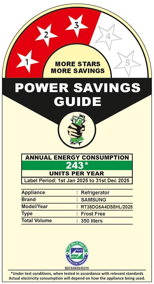 Samsung 350 L, 3 Star, Convertible 5-in-1, Digital Inverter, Frost Free Double Door, WiFi Enabled Bespoke AI Refrigerator (RT38DG5A4DS8HL, Elegant Inox, Silver) - Image 4