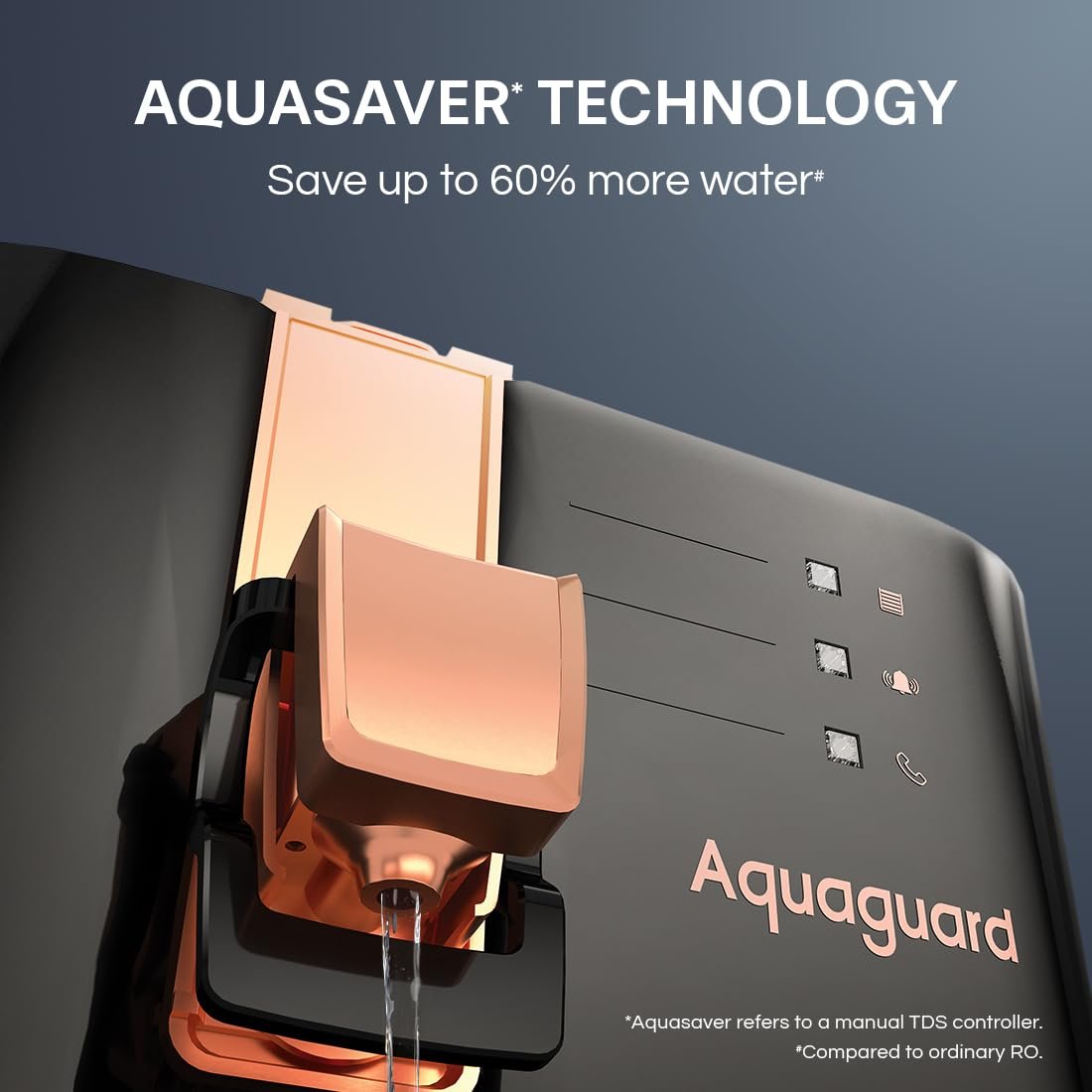 Aquaguard Ritz Stainless Steel Tank, 9-Stage RO+UV+Active Copper Tech Purifier | Up to 60% Water Savings | Suitable for Tanker, Borewell & Municipal Water - Image 6