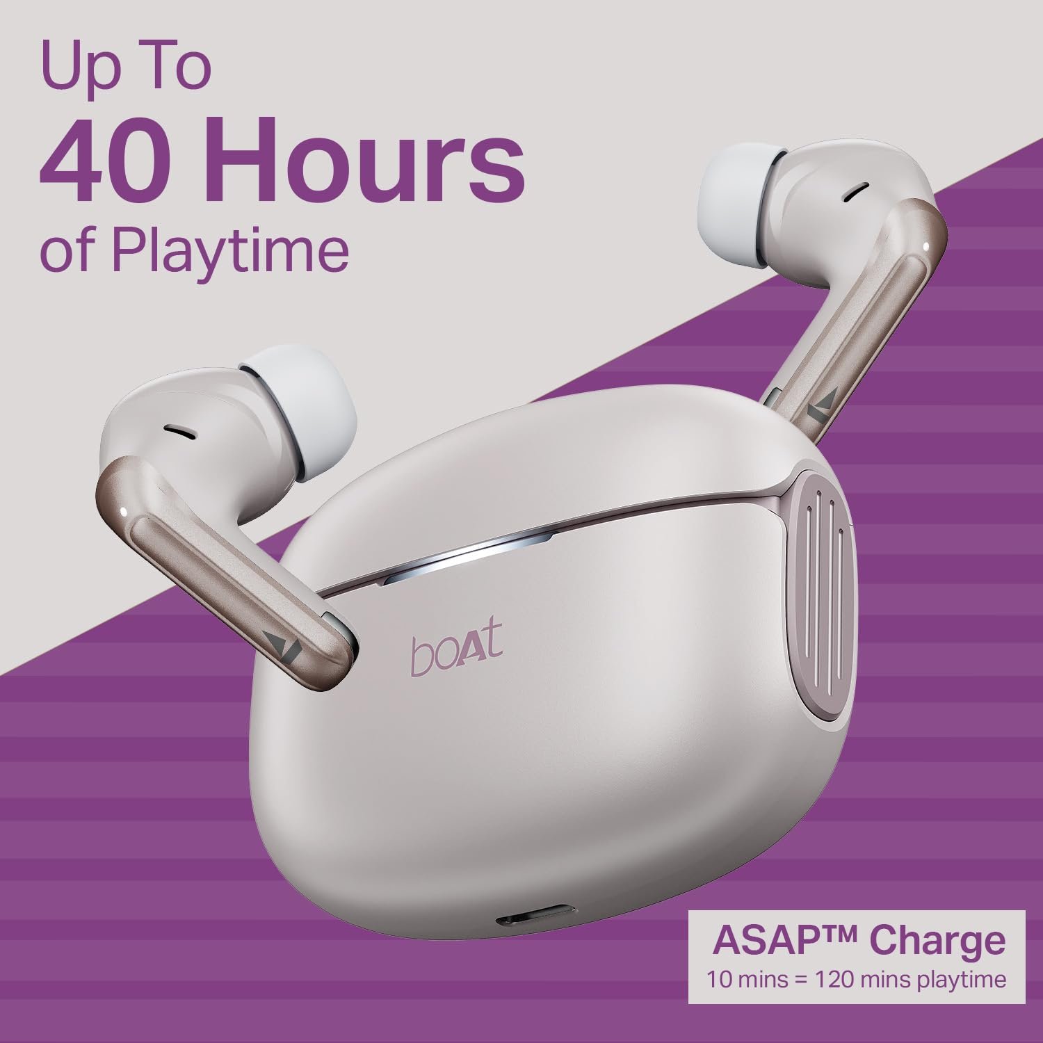 boAt 2025 Launch Airdopes 219, 4Mics ENx, 40H Battery, Best in Segment for Calling, Stream Ad Free Music via App Support, Bluetooth Earbuds, TWS Ear Buds Wireless Earphones with mic (Ivory Mist) - Image 4