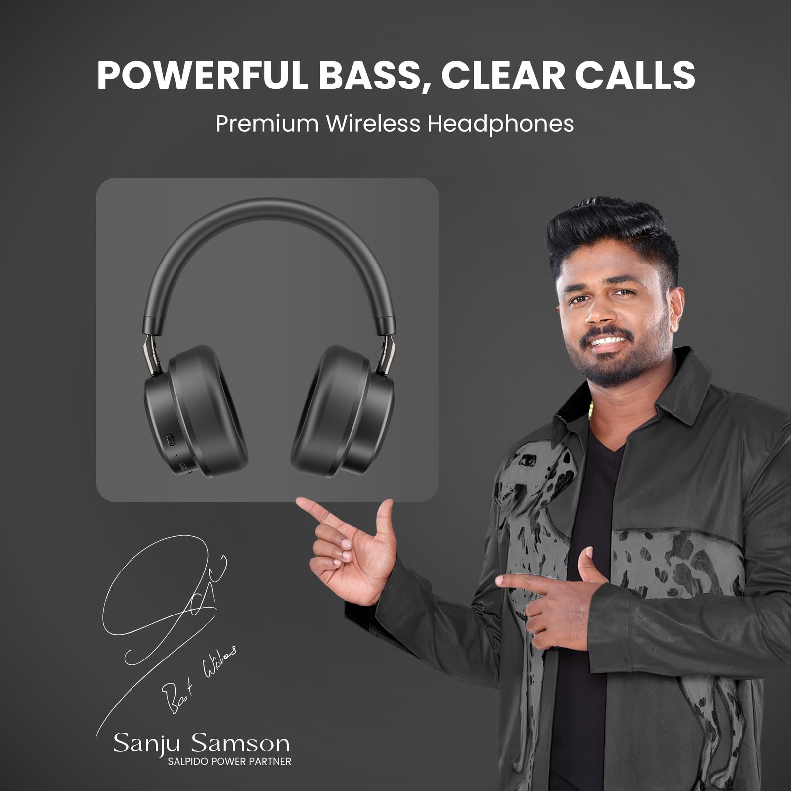 Salpido Luxe Wave NB02 On - Ear Wireless Bluetooth Headphones with ANC, Bluetooth 5.4, 50H Playtime, Surround Stereo Sound, 3.5mm Wired Jack Support, Design for Work, Travel and Music, (Black) - Image 2