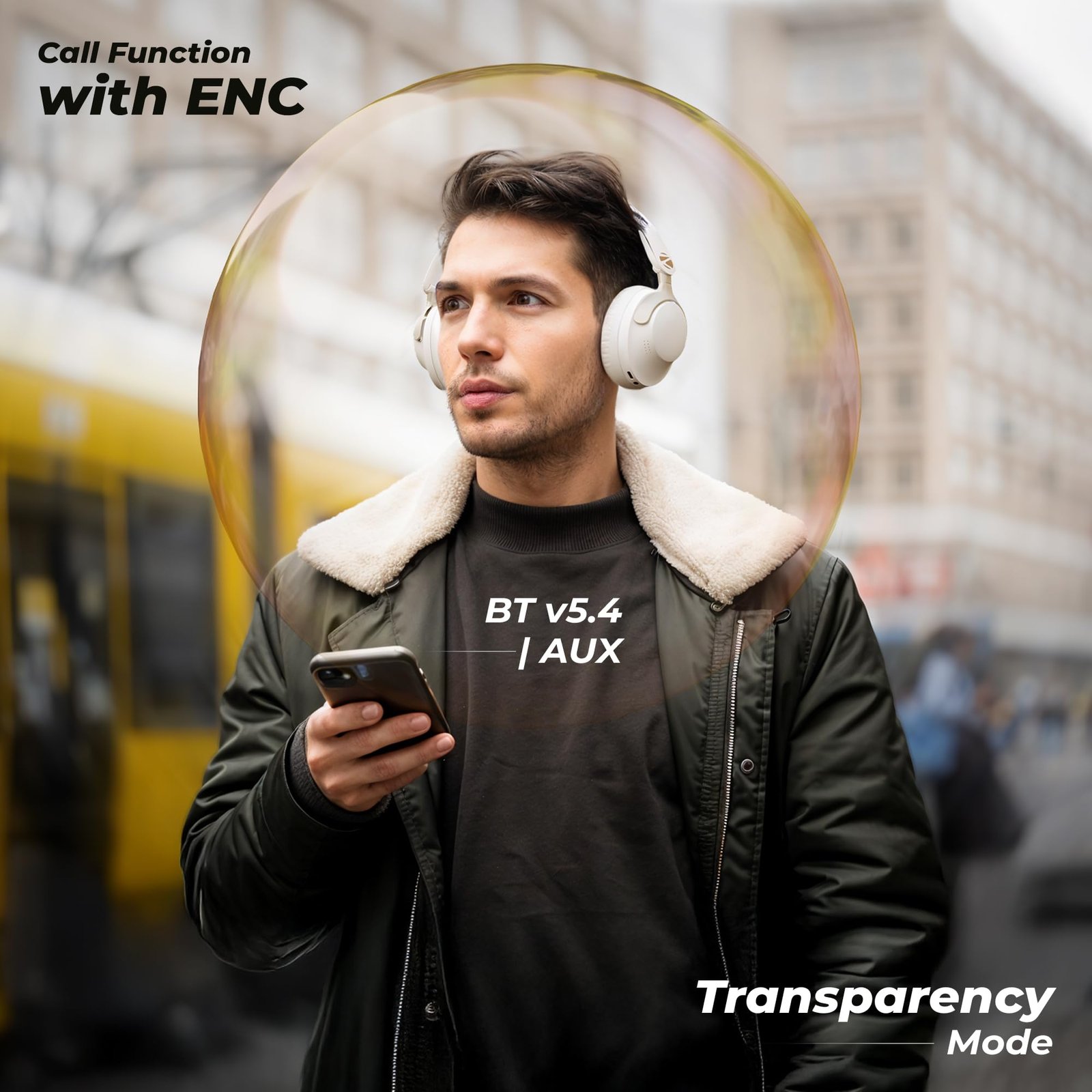 ZEBRONICS Silencio 111,Over Ear Wireless Headphone,Hybrid ANC (50dB),55*Hrs Backup,Transparency Mode,40mm Titanium Drivers,3 EQ Modes,ENC,Gaming Mode,Dual Pairing,Rapid Charge,Bluetooth v5.4 (White) - Image 4