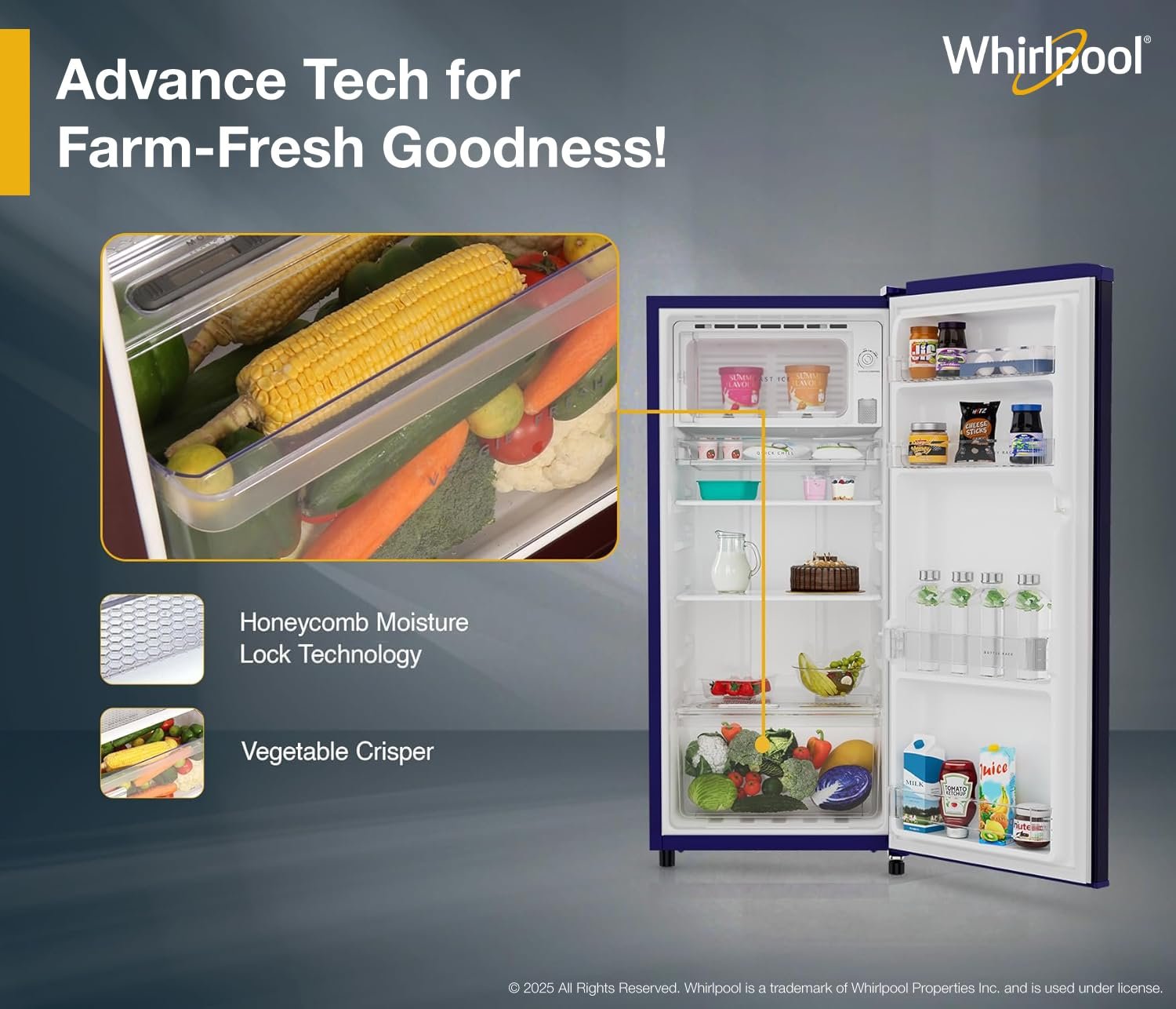 Whirlpool 184 L 2 Star Direct-Cool Single Door Refrigerator (205 WDE CLS 2S SAPPHIRE BLUE-Z, Blue,2023 Model) - Image 5