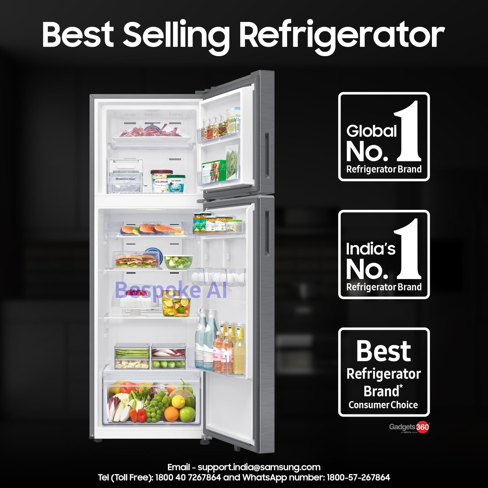 Samsung 350 L, 3 Star, Convertible 5-in-1, Digital Inverter, Frost Free Double Door, WiFi Enabled Bespoke AI Refrigerator (RT38DG5A4DS8HL, Elegant Inox, Silver) - Image 6