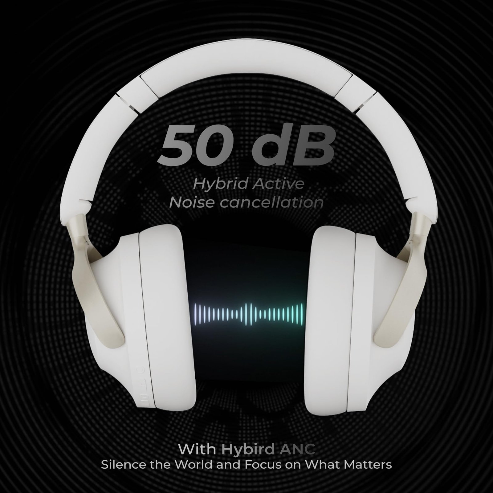 ZEBRONICS Silencio 111,Over Ear Wireless Headphone,Hybrid ANC (50dB),55*Hrs Backup,Transparency Mode,40mm Titanium Drivers,3 EQ Modes,ENC,Gaming Mode,Dual Pairing,Rapid Charge,Bluetooth v5.4 (White) - Image 6