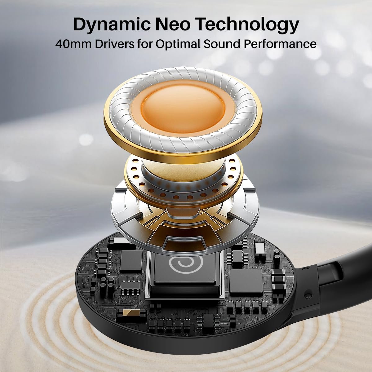 pTron Studio Urban 35dB Active Noise Cancellation Bluetooth Wireless Over Ear Headphones with Mic, 72Hrs Playtime, 40mm Bass Drivers, TruTalk AI-ENC Calls,40ms Low Latency Gaming, Foldable Cups(Black) - Image 7