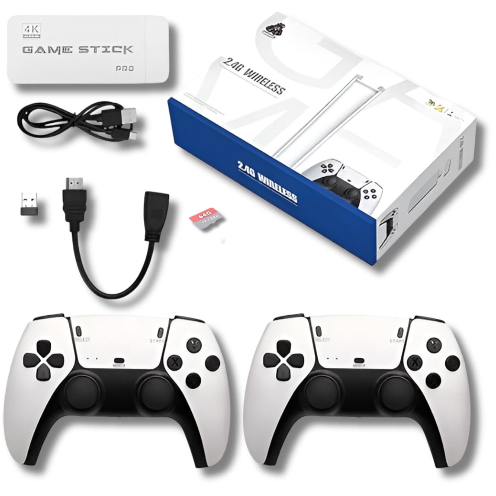 Zepplay Pro 30,000+ Games Retro Console Stick | Wireless Plug & Play 3D 4K Ultra HD HDMI Video Game with 2.4G Controllers | Classic Emulators Gaming Console for TV, Kids & Adults, 2 Player Fun