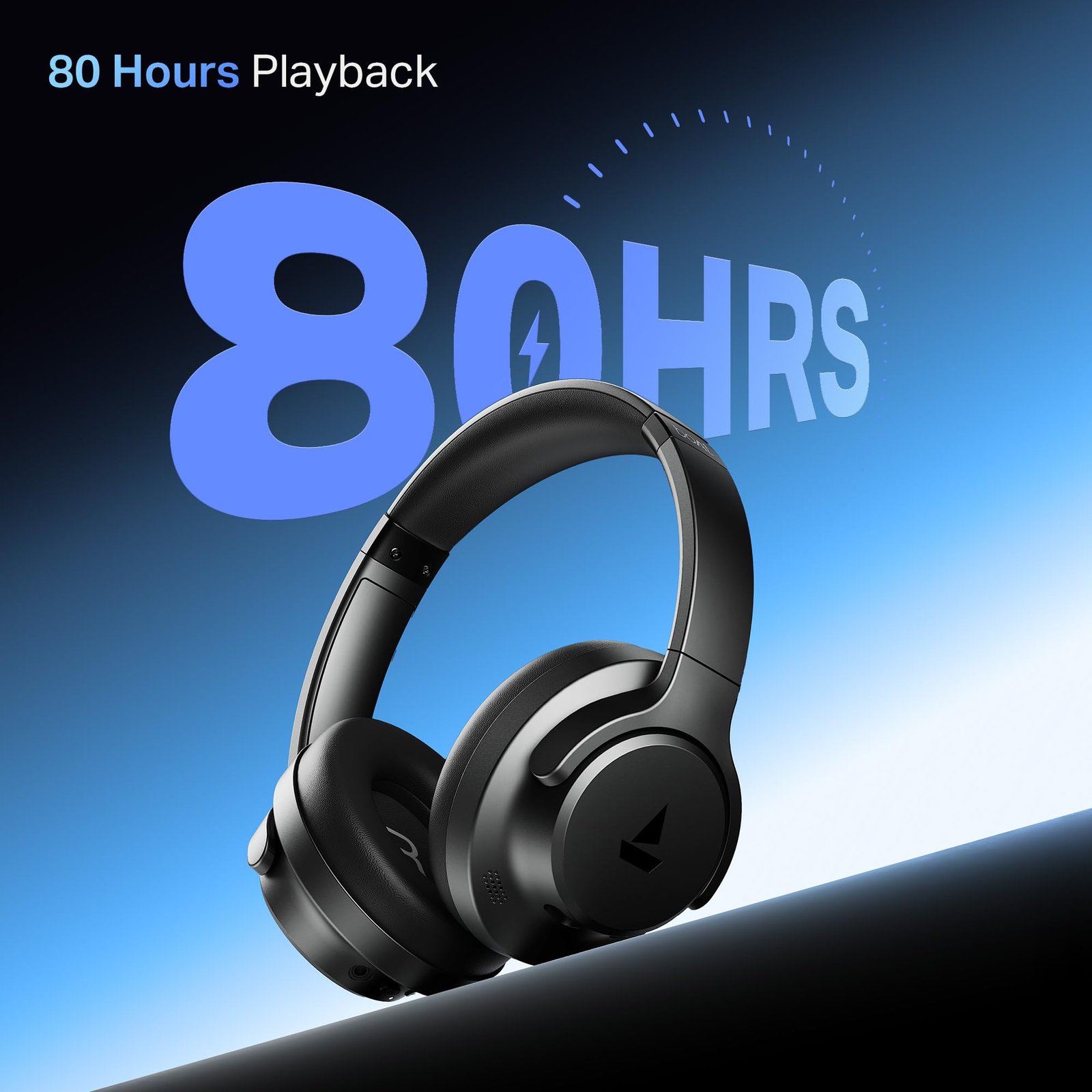 boAt Rockerz 512 ANC,(~40dB) Hybrid ANC, 80H Battery, 40mm Drivers, 40ms Low Latency, ENx Tech,Stream Ad Free Music via App Support, Bluetooth Headphones, Wireless Headphone with Mic (Cosmic Black) - Image 6