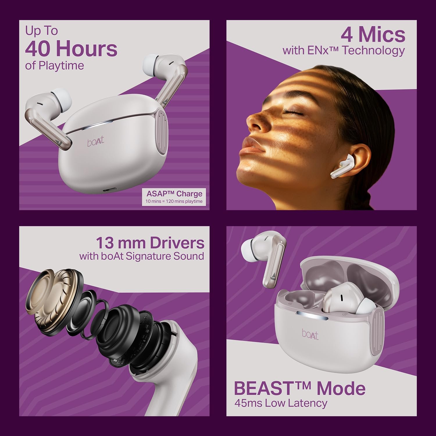 boAt 2025 Launch Airdopes 219, 4Mics ENx, 40H Battery, Best in Segment for Calling, Stream Ad Free Music via App Support, Bluetooth Earbuds, TWS Ear Buds Wireless Earphones with mic (Ivory Mist) - Image 7