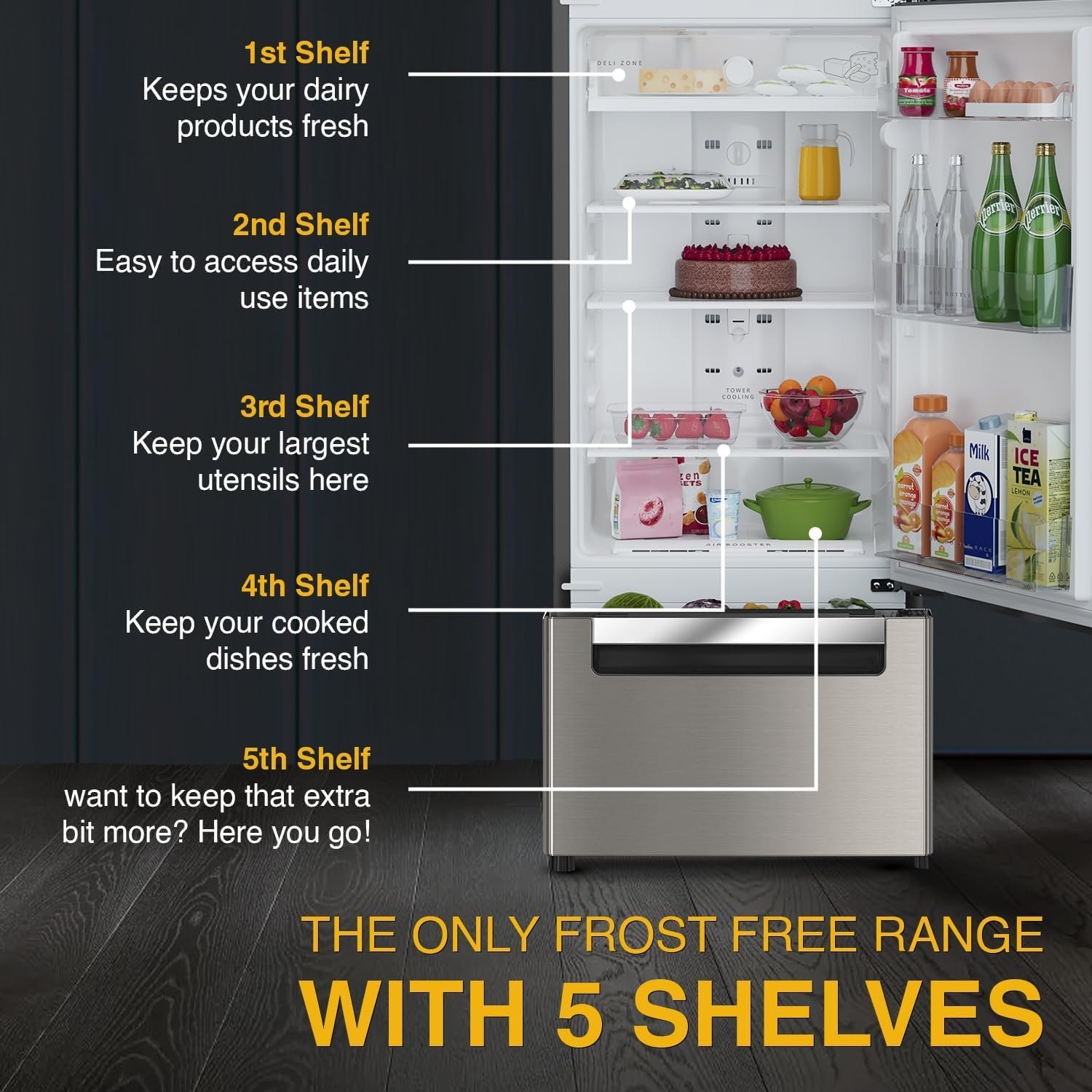 Whirlpool 235 L Frost Free Triple-Door Refrigerator (FP 253D PROTTON ROY RADIANT STEEL(Z) Double Door Refrigerator space) - Image 5