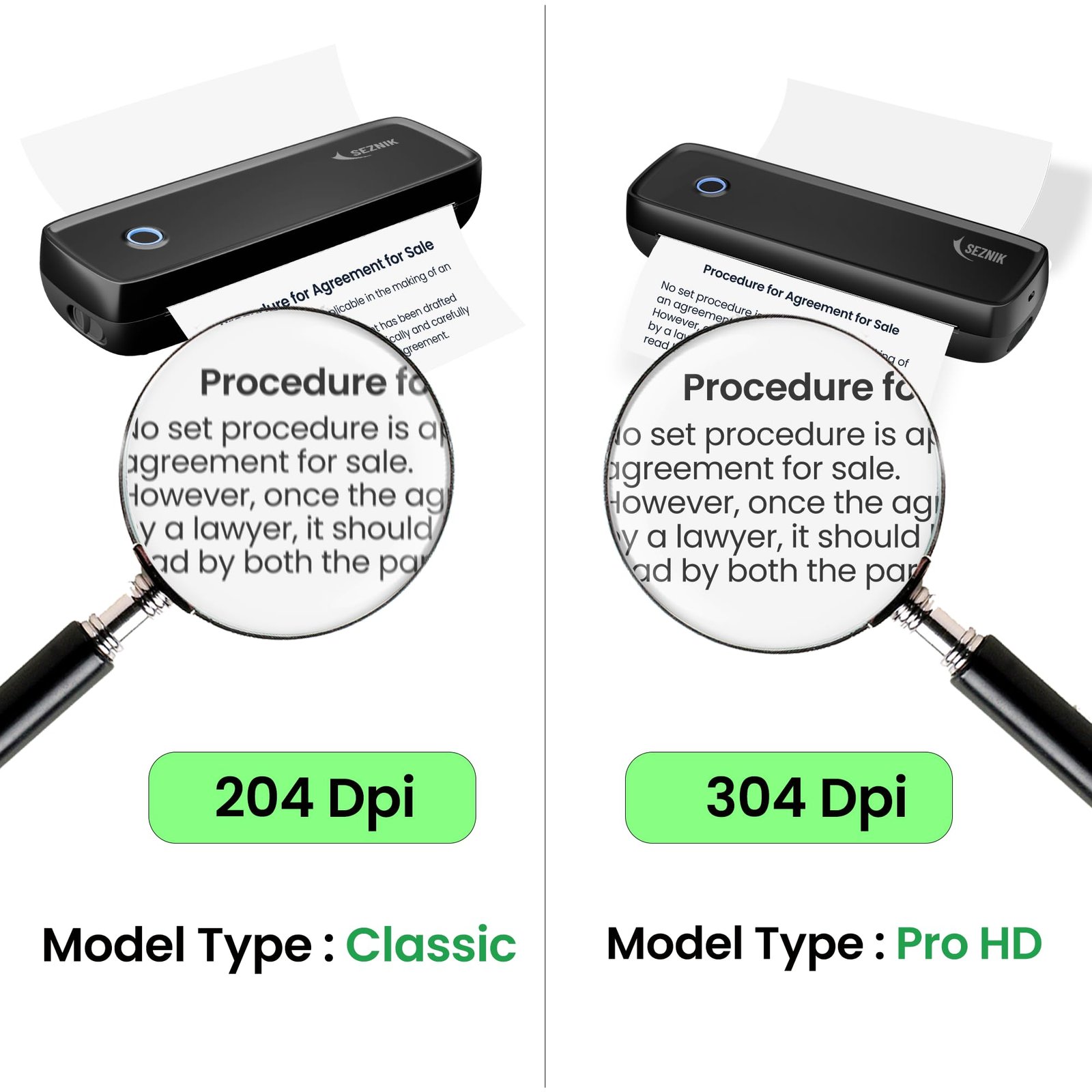 SEZNIK Portable A4 Printer, Bluetooth, Inkless for Professionals,Travel | Mini Printer | USB, Bluetooth Printer Compatible with Android iOS Laptop | 1 Year Warranty (Pro-HD304dpi-Black) - Image 4