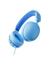 Skullcandy Grom Over-Ear Wired Headphones for Kids, Volume-Limiting, Share Audio Port, Microphone, Work with Bluetooth Devices and Computers - Surf Blue