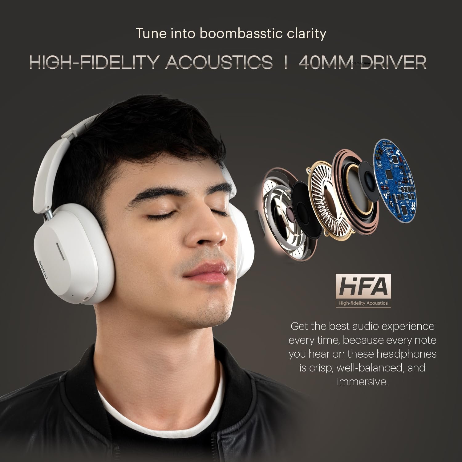 Noise Airwave Max 5 Wireless Over-Ear Headphones with Adaptive Hybrid ANC (up to 50dB), HFA Tech, 80H Playtime, Dual Pairing(Carbon Black) - Image 7