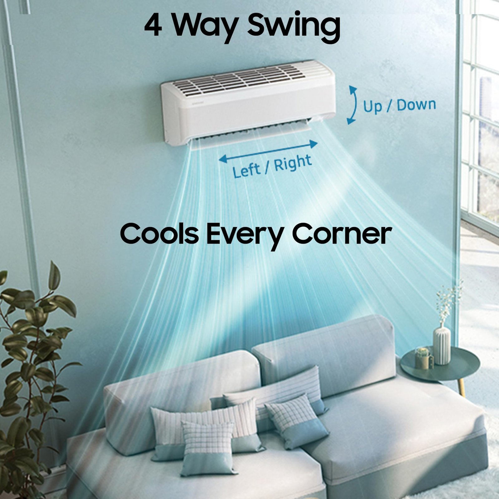 Samsung 2 Ton 3 Star AI Inverter Smart Split AC (BESPOKE AI, Energy Saving, Wi-Fi, Voice Control, Powerful Cooling, 100% Copper, 4 Way swing, Convertible 5in1, 2025 Model AR50F24D1XHNNA, White) - Image 3