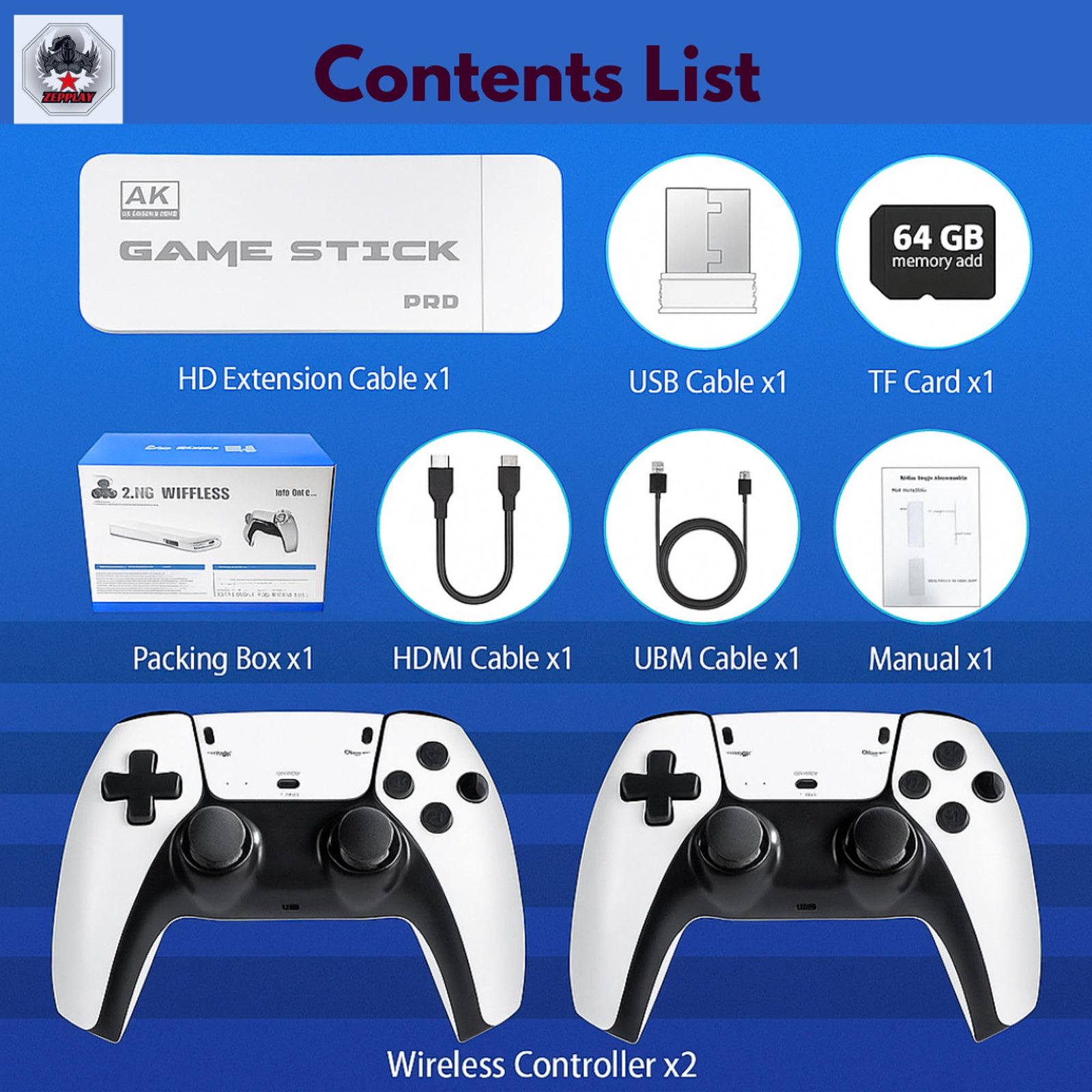 Zepplay Pro 30,000+ Games Retro Console Stick | Wireless Plug & Play 3D 4K Ultra HD HDMI Video Game with 2.4G Controllers | Classic Emulators Gaming Console for TV, Kids & Adults, 2 Player Fun - Image 6