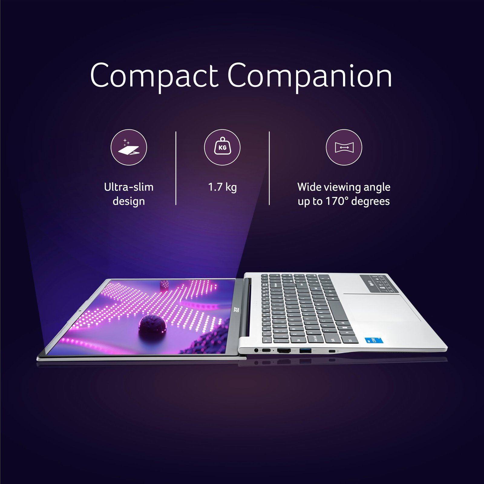 acer Aspire Lite, 12th gen, Intel Core i5-12450H Processor, 16 GB, 512GB, 15.6"/39.62 cm, Windows 11 Home, MSO, Pure Silver, 1.70 kg, AL15-52H, Backlit Keyboard - Image 8