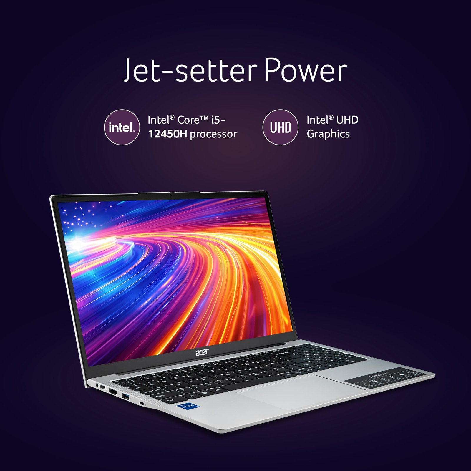 acer Aspire Lite, 12th gen, Intel Core i5-12450H Processor, 16 GB, 512GB, 15.6"/39.62 cm, Windows 11 Home, MSO, Pure Silver, 1.70 kg, AL15-52H, Backlit Keyboard - Image 4