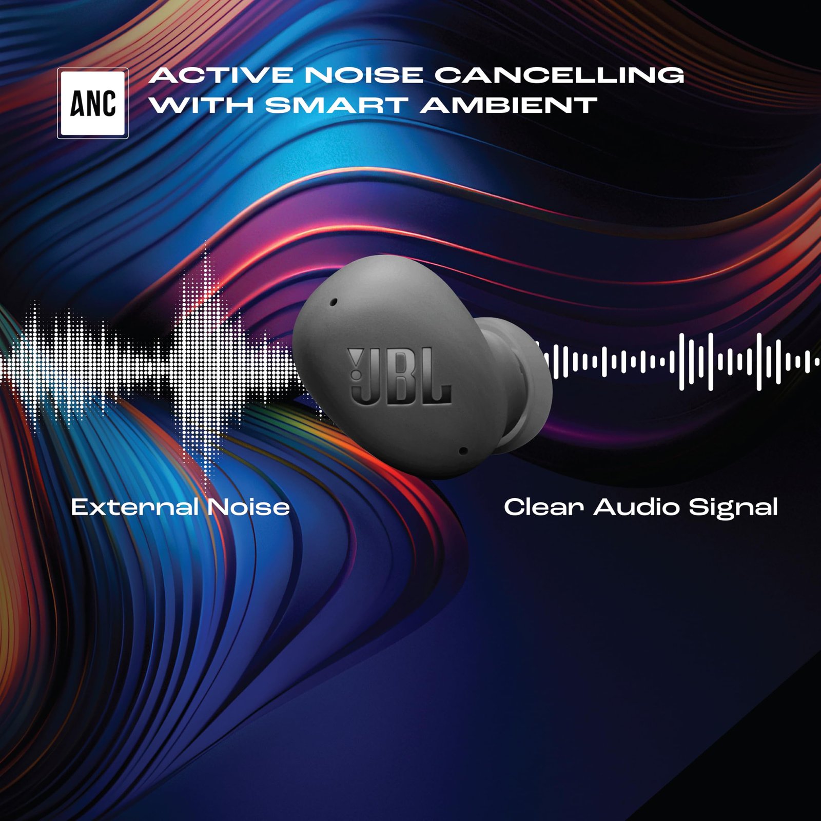 JBL Wave Buds 2 Ear Buds Wireless BluetoothV5.3, Active Noise Cancellation EarBuds,Multi Connect, App for Customized Extra Bass Eq, Relax Mode,Speed Charge, 40H Playback, Fast Pair, 4 Mics,IP54(Black) - Image 9