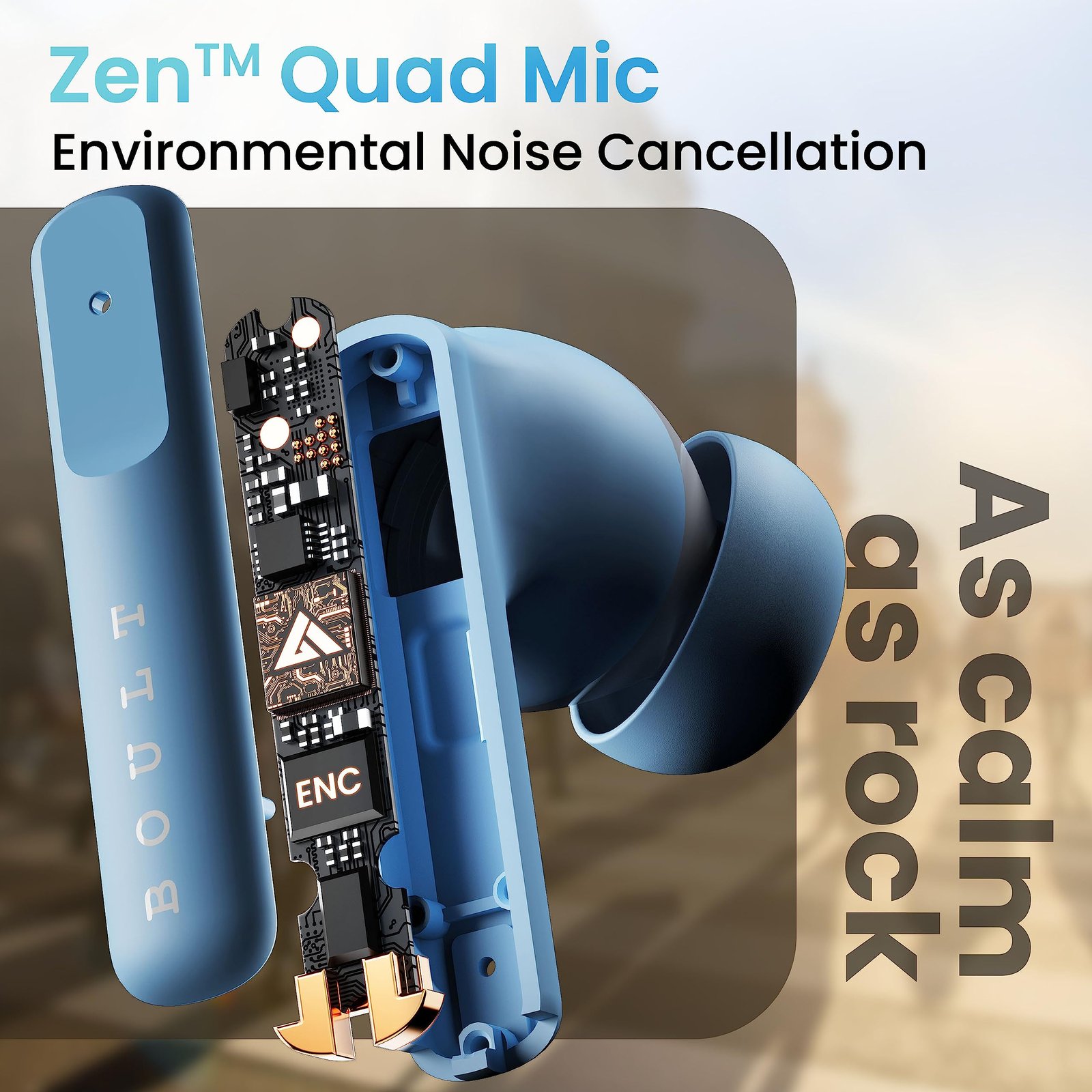 Boult GOBOULT (Formerly Z60 Made in India Ear Buds Wireless with 60H Playtime, 4 ENC Mics Clear Calling, 50ms Low Latency Gaming, 13mm Bass Driver Earbuds Bluetooth Wireless Earphones (Powder Blue) - Image 12