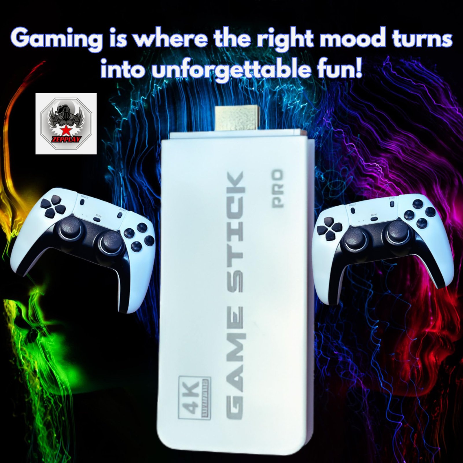 Zepplay Pro 30,000+ Games Retro Console Stick | Wireless Plug & Play 3D 4K Ultra HD HDMI Video Game with 2.4G Controllers | Classic Emulators Gaming Console for TV, Kids & Adults, 2 Player Fun - Image 2