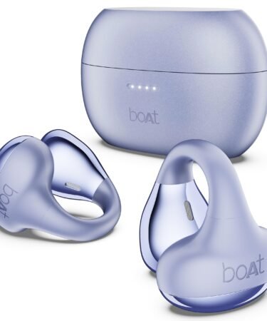 boAt Airdopes Loop Bluetooth in Ear Earbuds W/Clip-On Fit, Air Conduction Tech, 50HRS Battery, 4Mics Enx, Dual EQ Modes, 12Mm Drivers, 40Ms Latency,ASAP Charge,OWS Ear Buds Earphones(Lavender Mist)