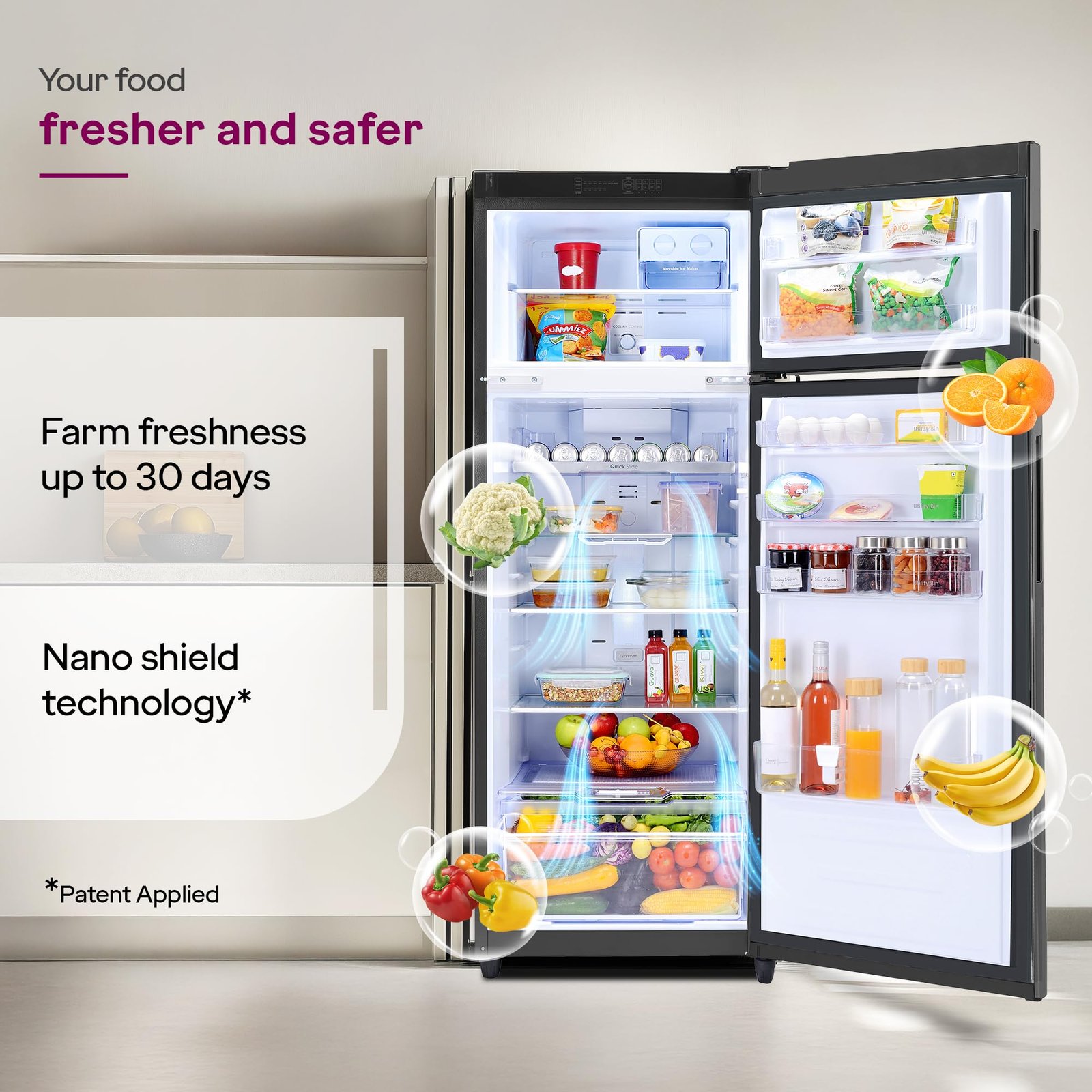 Godrej 272 L 3 Star 4-In-1 Convertible Technology | 30 days Farms Freshness | 95%+ Food Surface Disinfection | Inverter | Frost Free | Double Door Refrigerator (RF EON 294C RCIT FS ST, Fossil Steel) - Image 5