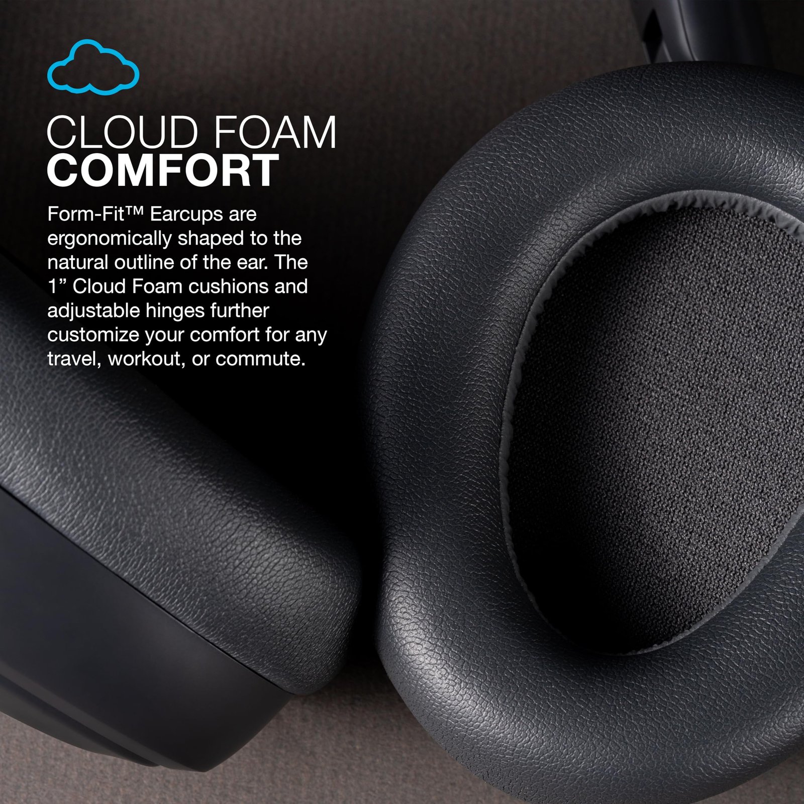 JLab JBuds LUX ANC Smart Active Noise Cancelling Headphones - Over Ear Wireless Headphones with Microphone, 70+ H Playtime Foldable Bluetooth Earphones with Multipoint & Customisable Sound, Graphite - Image 6
