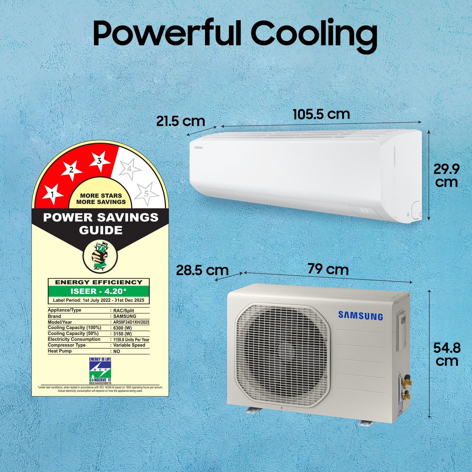 Samsung 2 Ton 3 Star AI Inverter Smart Split AC (BESPOKE AI, Energy Saving, Wi-Fi, Voice Control, Powerful Cooling, 100% Copper, 4 Way swing, Convertible 5in1, 2025 Model AR50F24D1XHNNA, White) - Image 4