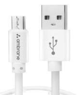 Ambrane 2.4A Fast Charging Output USB Cable with Micro to USB for Mobile, Neckband, True Wireless Earphone Charging, 480mbps Data Sync Speed, 1m Length (ACM - AZ1, White)