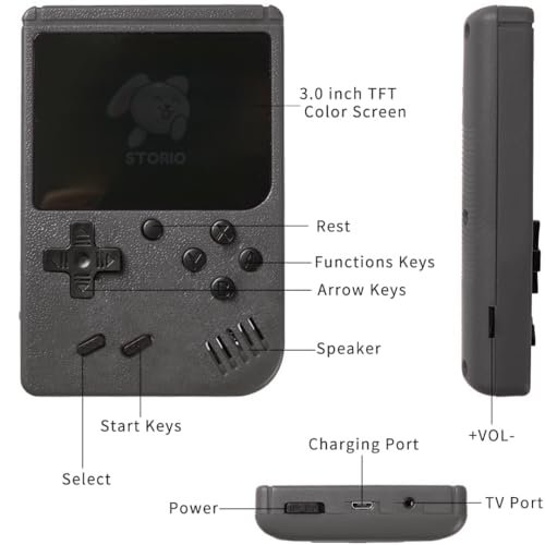 Storio Rechargeable Pocket Video Game for Kids 400 in 1 Retro Game Box Console Handheld Game Box with TV Output - Multicolor - Image 4