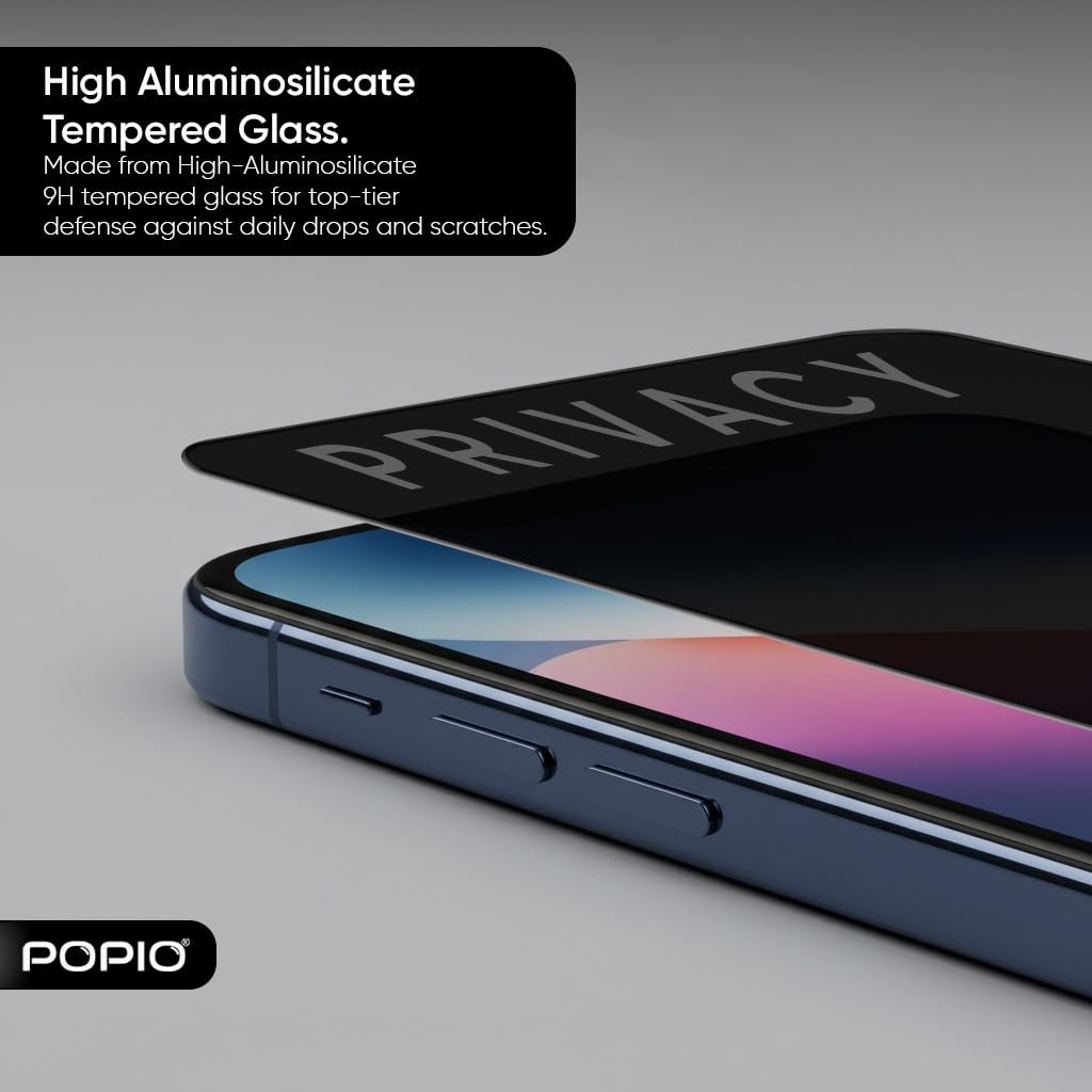 POPIO Military-Grade Privacy Screen Protector for iPhone 15 – 9H Tempered Glass, Anti-Spy Protection, Scratch-Resistant, HD Clarity (1 Pack) - Image 6