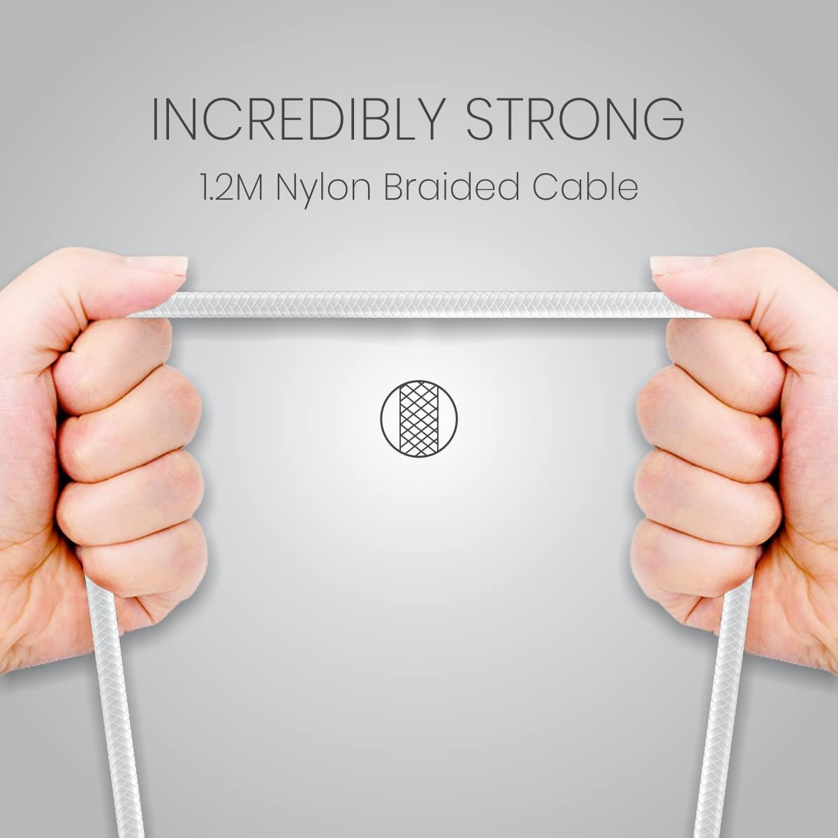 Portronics Konnect L POR-1403 Fast Charging 3A Type-C Cable 1.2 Meter with Charge & Sync Function for All Type-C Devices (White) - Image 6