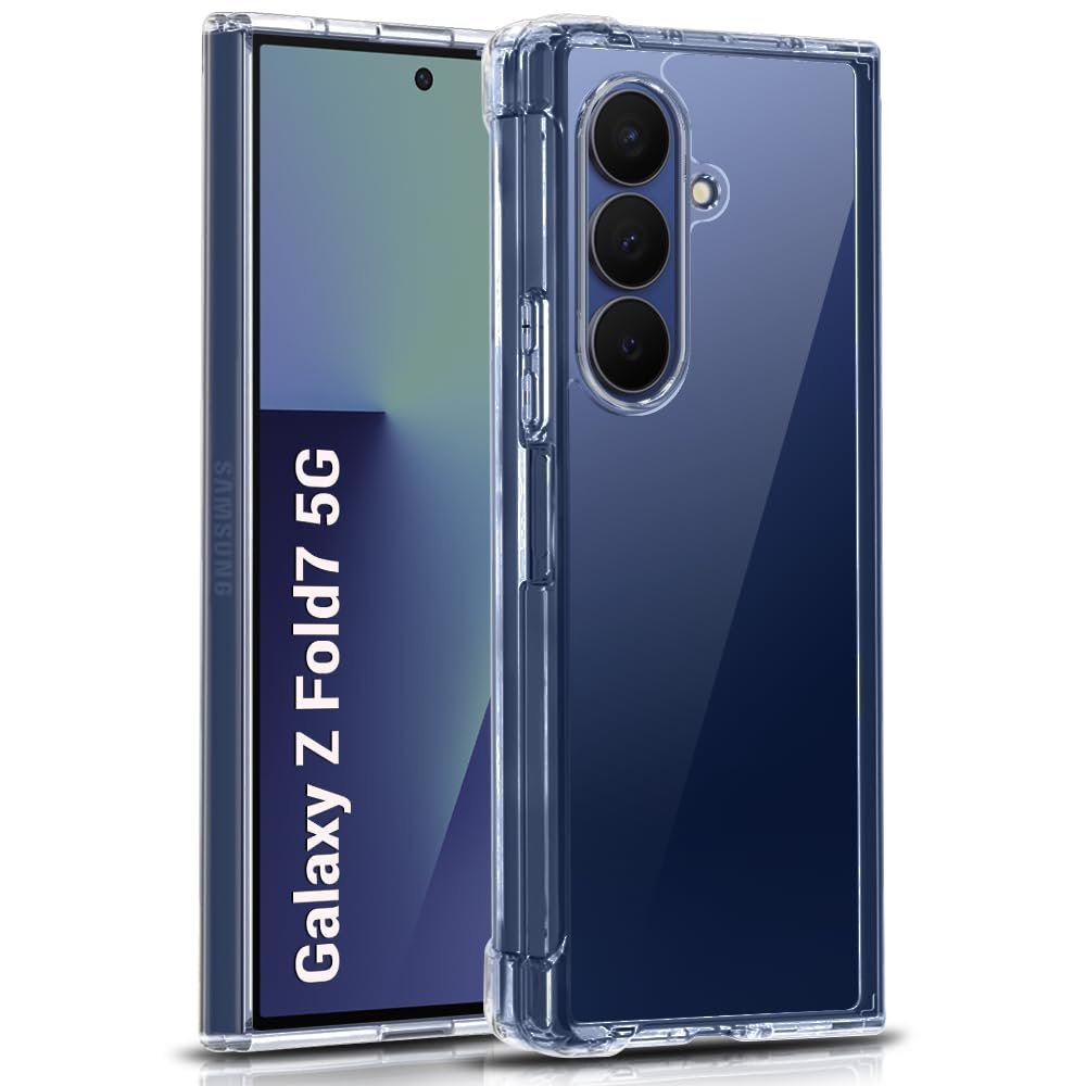 TheGiftKart Crystal Clear Back Cover Case for Samsung Galaxy Z Fold 7 5G | Shock Proof 360° Protection | Hard Clear Back Cover Case for Samsung Galaxy Z Fold 7 5G (PC & TPU, Transparent Bumper)