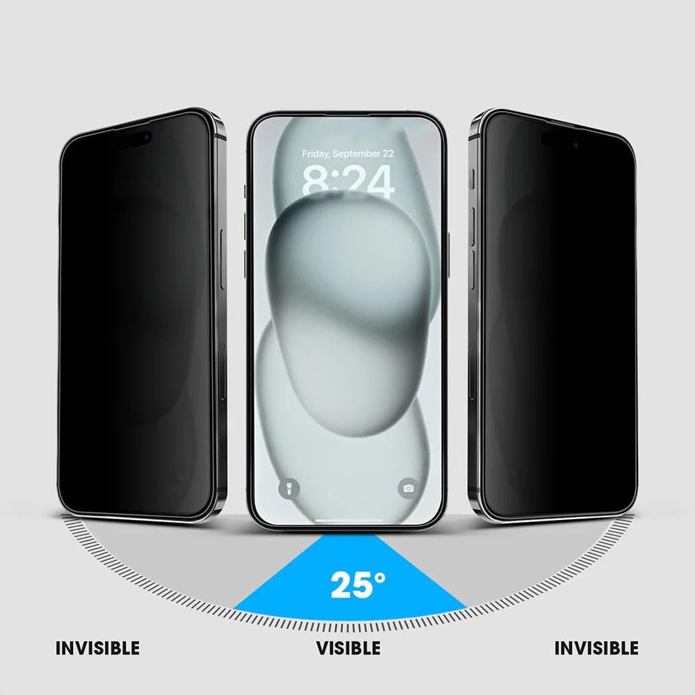 POPIO Military-Grade Privacy Screen Protector for iPhone 15 – 9H Tempered Glass, Anti-Spy Protection, Scratch-Resistant, HD Clarity (1 Pack) - Image 5