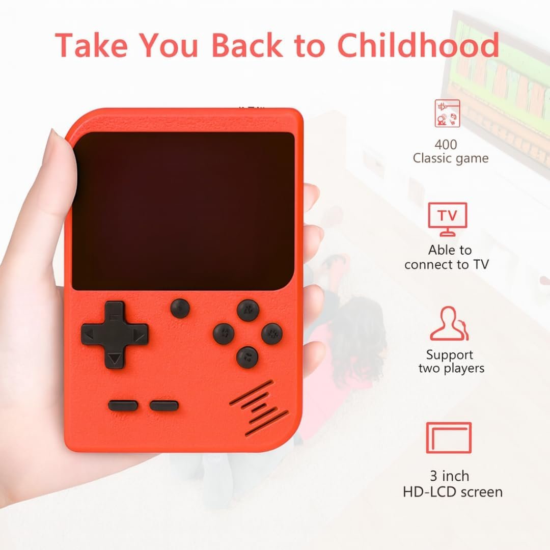 SUUP Game Box 400 in 1 Retro Handheld Gaming Console | 3 Inch Color Screen | Rechargeable Battery | AV Output for TV | Classic Video Games for Kids & Adults - Image 3