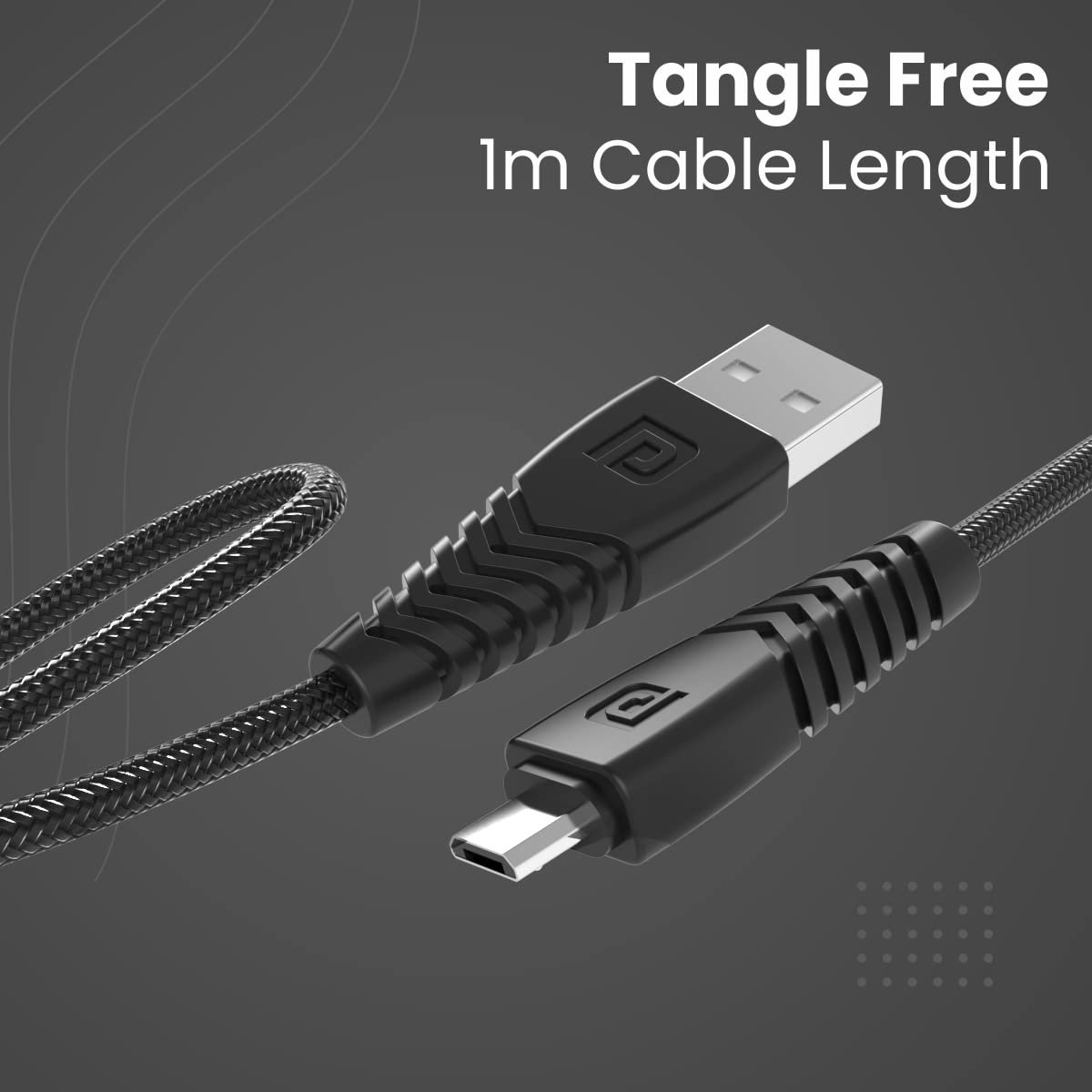 Portronics Konnect B Micro USB Cables For Fast Charging & Data Sync 3.0 Amp with PVC Heads I Nylon Braided I 1 mtr(Black) - Image 6