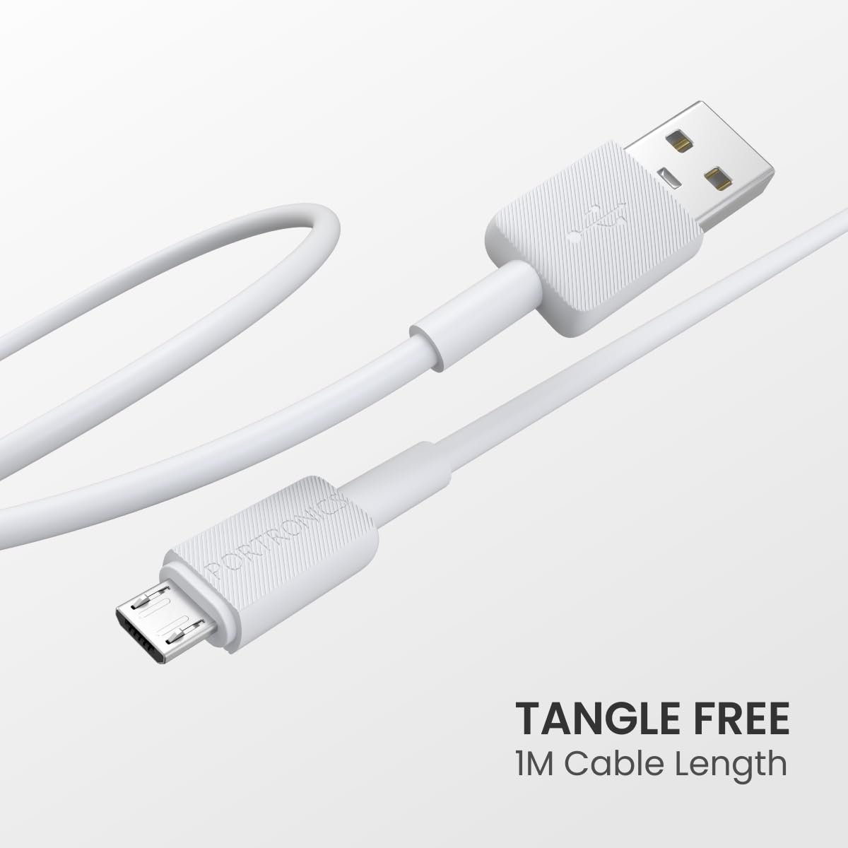Portronics Konnect Link Micro USB Fast Charging Cable with 3.0A Output, 480Mbps Data Transfer, 1M Length for Smartphones, Tablet, Laptops & Other Micro USB Devices(White) - Image 4