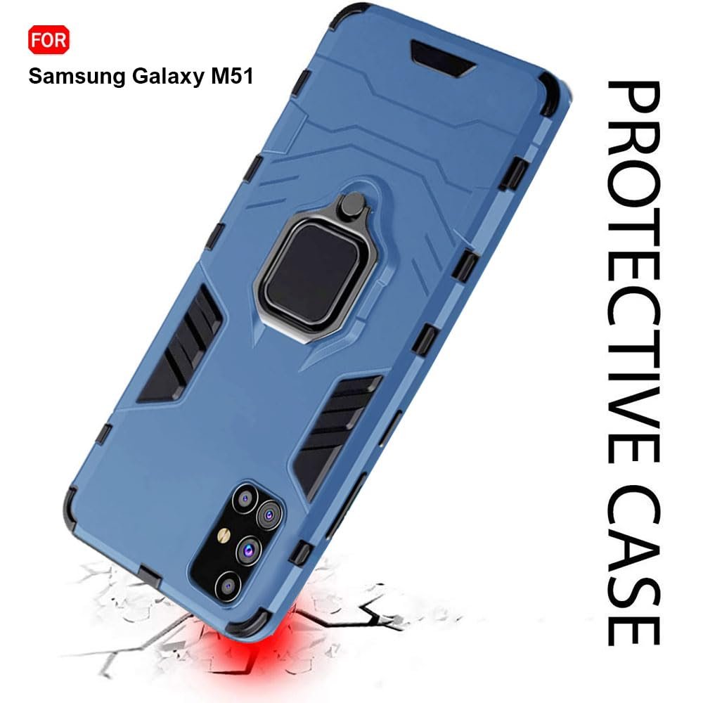 TheGiftKart Tough Armor Bumper Back Case Cover for Samsung Galaxy M51 | Ring Holder & Kickstand in-Built | 360 Degree Protection | Hard Back Case Cover for Samsung Galaxy M51 (PC & TPU, Greyish Blue) - Image 4